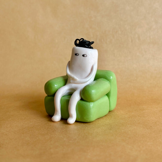 Thought K(not) | Original Character Mini Sculpture | Tiny Overthinker Desk Companion
