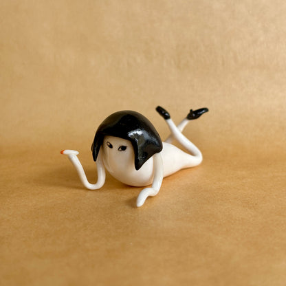 Handmade Mia Wallace Inspired Clay Figurine | Collectible Mini Sculpture | Desktop Buddy